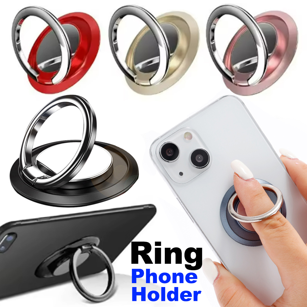 Phone Accessories Holder Car - 360度回転式フィンガーリング型スマホホルダー スタンドグリップ 車載用マグネット吸着式マウント スマホ背面ステッカーパッド ユニバーサル携帯電話ブラケット