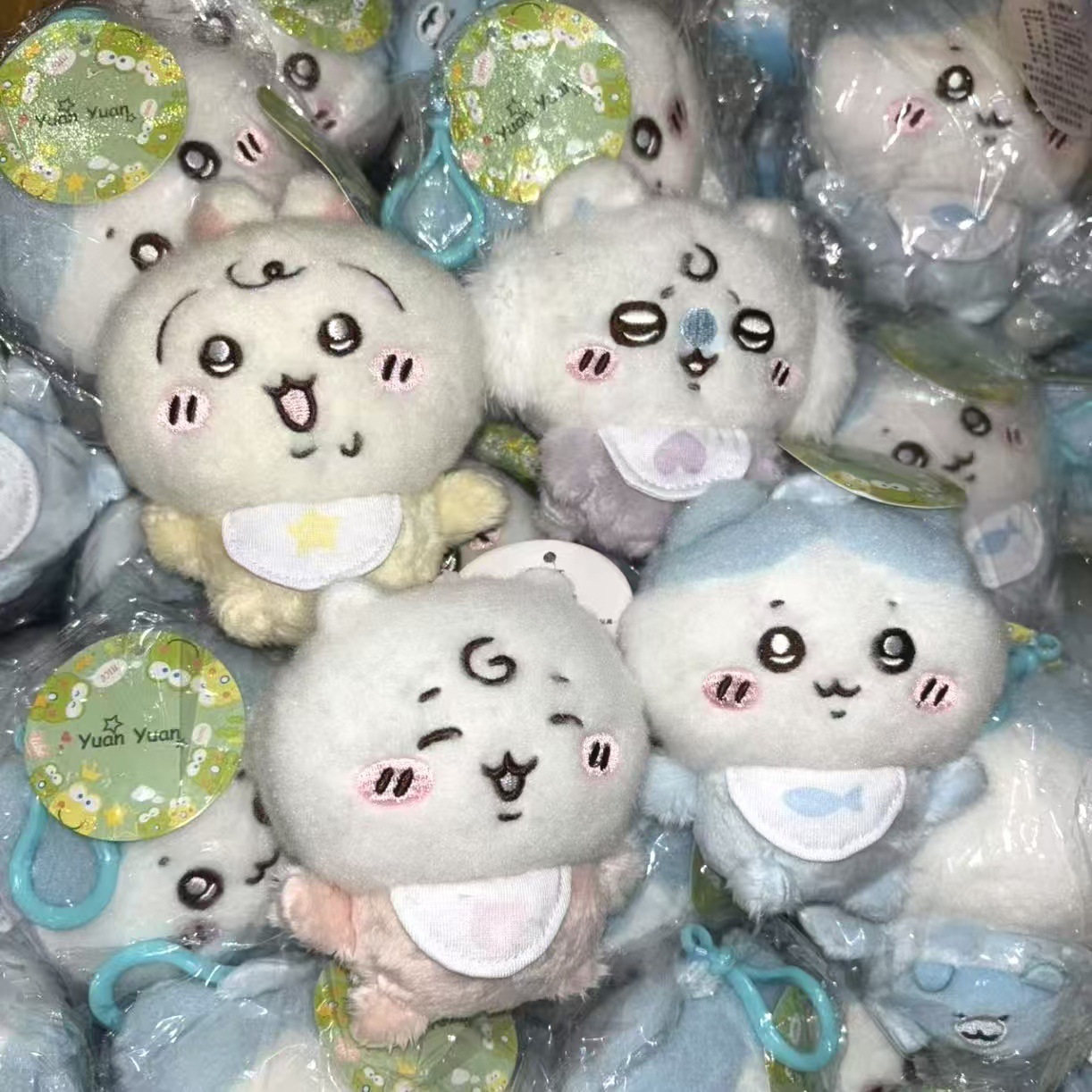 Phone Accessories Charms - jiyi ベビープラッシュドールキーホルダー かわいいウサギ ハチワレ モモンガ ビブペンダント