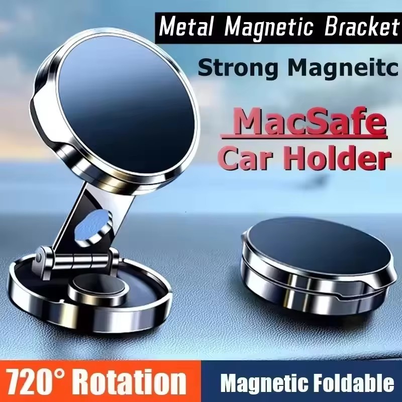 Phone Accessories Holder Car - 丸型折りたたみ式マグネットカーホルダー 360度回転式携帯電話ブラケットマウント 強力マグネット対応 iPhone/Samsungスタンド用