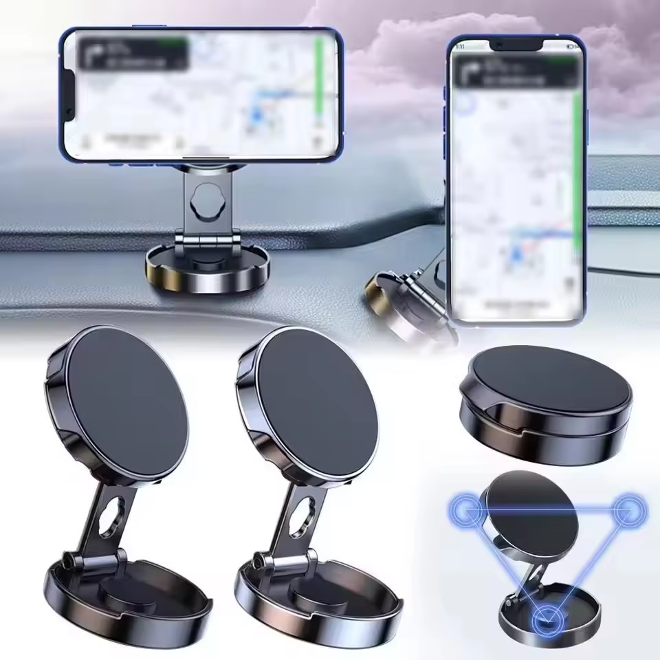 強力マグネット式携帯電話スタンド 720 °   折りたたみ - Phone Accessories Holder Car のレビューと価格