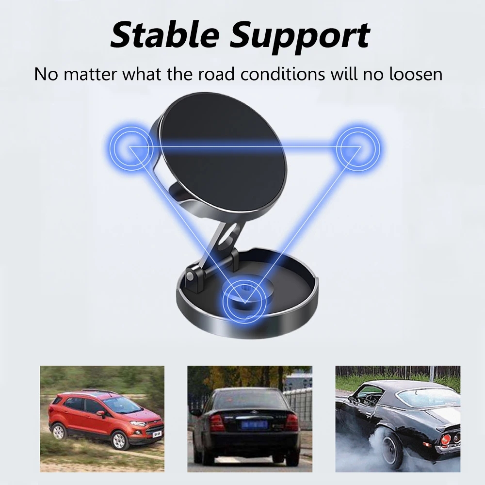 強力マグネット式携帯電話スタンド 720 °   折りたたみ - Phone Accessories Holder Car のレビューと価格